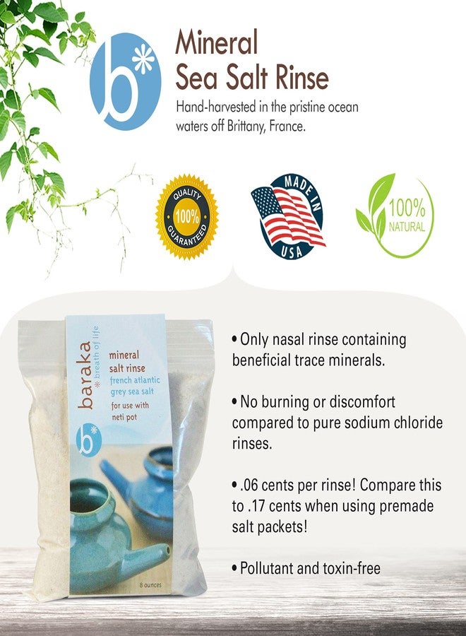 Baraka Mineral Sea Salt Rinse - French Atlantic Grey Sea Salt, Neti Pot Sinus Rinse, Natural Saline Solution, Nasal Wash, Perfect for Daily Neti Pot Rinsers, Easy to Use, No Additives, 8-oz, 3-Pack - Image 4